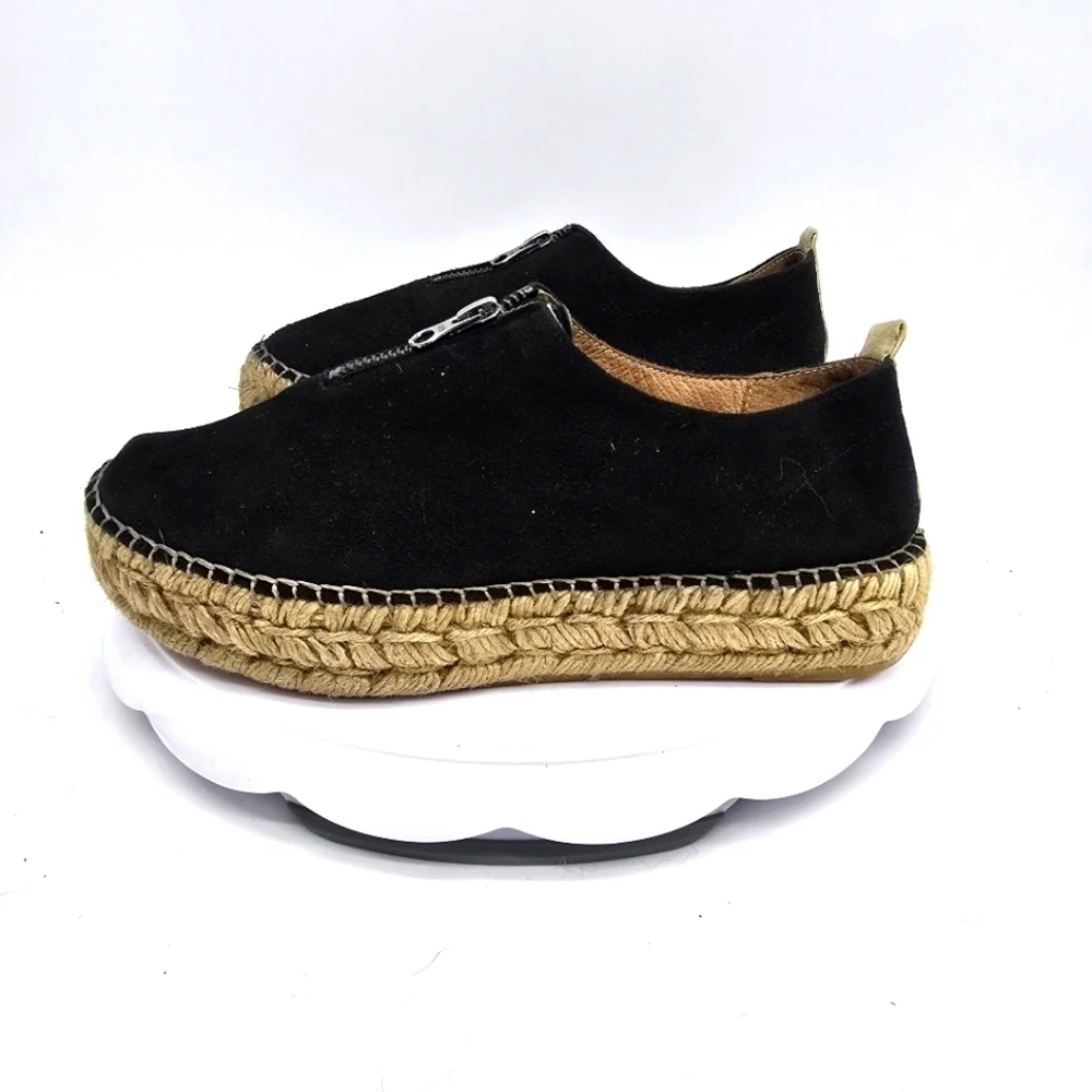 Eric Michael Shoe Women's 6.5 Size 37 Serena Platform Espadrilles Black